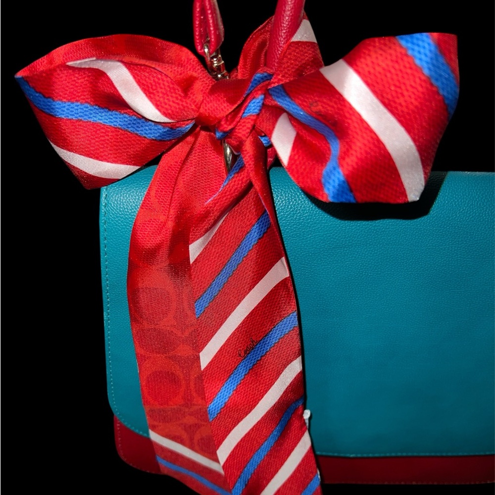 Coach NTW Red 100% silk scarf - Picture 2 of 8